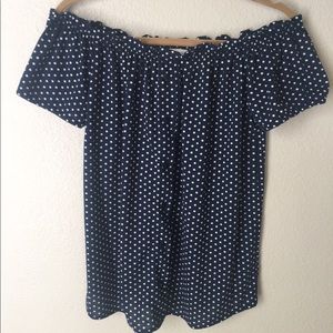 Off the shoulders summer shirt white and blue